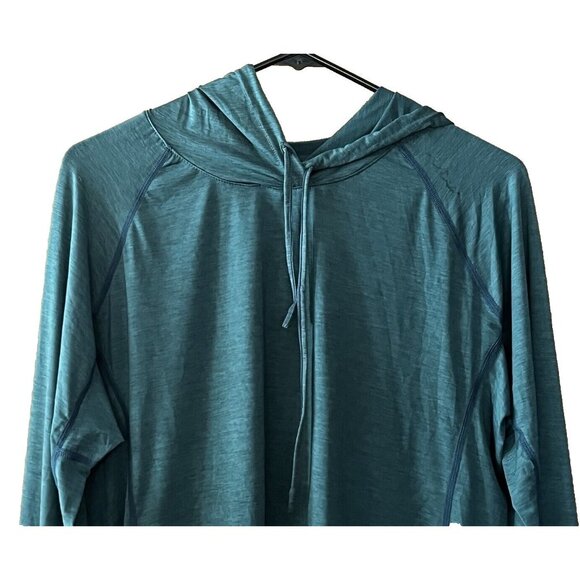 NRS Women's XL UPF 50 Long Sleeve Heathered Dark Green Silkweight Hoodie - Picture 2 of 7